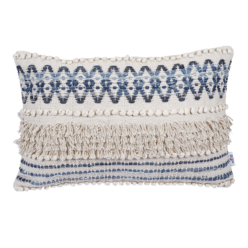 Bohemian Lumbar Cushion with Denim
